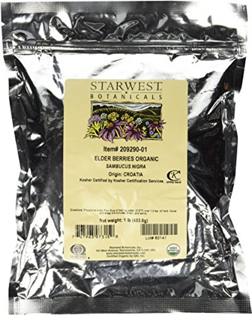 Starwest Botanicals Organic Dried Elder Berries 1 Pound Bulk Starwest Botanicals Organic Dried Elder Berries 1 Pound Bulk