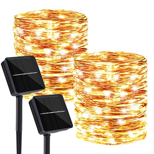 Solar String Lights Outdoor 2 Pack Each 66FT 200 LED Solar Powered Fairy Lights Waterproof Decoration Copper Wire 8 Lighting Modes Fairy Lights for Garden Patio Christmas Party Warm White Solar String Lights Outdoor 2 Pack Each 66FT 200 LED Solar Powered Fairy Lights Waterproof Decoration Copper Wire 8 Lighting Modes Fairy Lights for Garden Patio Christmas Party Warm White