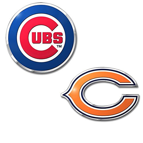Rico Official Licensed Sports Teams Chrome Outlined Colored Auto Emblem  Chicago Bears   Cubs