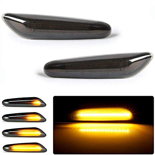 2Pcs BMTxms Side Marker Turn Signal Lights  Dark Smoke Lens Sequential Flashing Amber Light LED Turn Indicator Blinker Lamp Signal Lamp Side Marker For BMW E90 E91 E92 E93 E60 E87 E82 E46