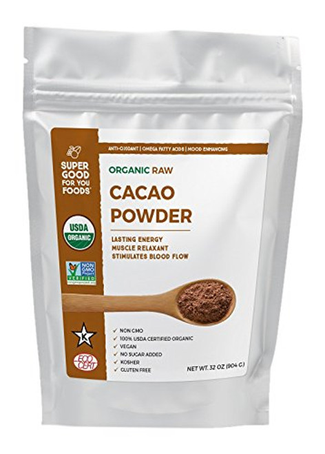 Super Good For You Foods Organic Raw Cacao Powder Gluten Free Non GMO Vegan 32 Ounce Bag Super Good For You Foods Organic Raw Cacao Powder Gluten Free Non GMO Vegan 32 Ounce Bag