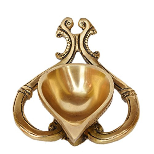 Aakrati Wick Brass Table Diya Peacock Oil Lotus Puja Home Décor Gift