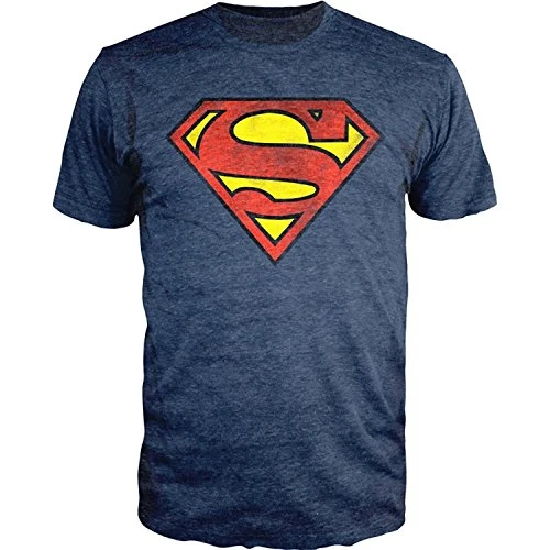 DC Comics Superman Logo Navy Heather T Shirt Officially Licensed  2XL
