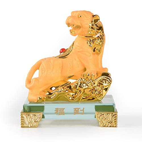 Golden Resin Chinese Zodiac Tiger Statue Feng Shui Home Office Table Top Decor Figurine Gift Collection PTZY102FBA Golden Resin Chinese Zodiac Tiger Statue Feng Shui Home Office Table Top Decor Figurine Gift Collection PTZY102FBA