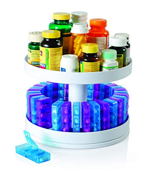 Revolving Medicine Center   Monthly Pill Organizer   31 Day Pill Compartments