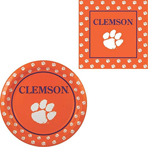 Westrick Clemson Tigers Napkins   Plates   64 Pieces  Serves 32