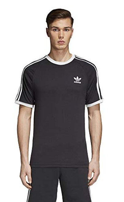 adidas Originals mens 3 Stripes Tee Black Black Medium adidas Originals mens 3 Stripes Tee Black Black Medium