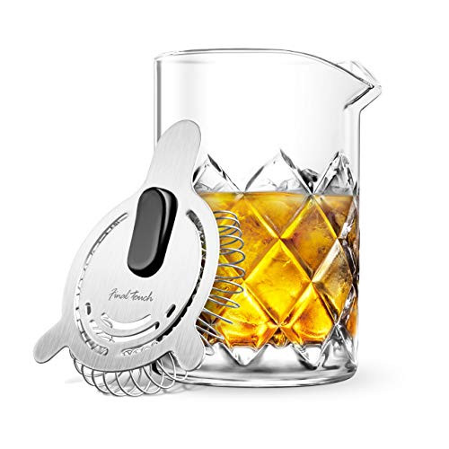 Final Touch 13 5 Oz  Yarai Cocktail Mixing Pitcher with Hawthorne Strainer