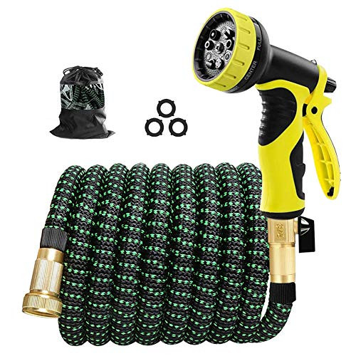 Cootway Expandable Garden Hose 25ft with 9 Function Spray Nozzle  Durable Leakproof Lightweight Flexible Water Hose with Triple Layer Latex Core  3 4  Solid Brass Fittings 3750D Fabric No Kink Hoses
