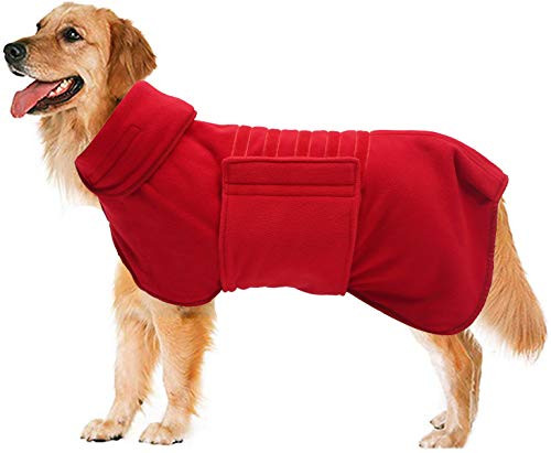 Ctomche Fleece Dog Coat Jacket Reflective for Cold Weather?Reflective Dog Winter Coat Sport Vest Jackets Snowsuit?Windproof Warm Fleece Jacket for Dogs Red XXL
