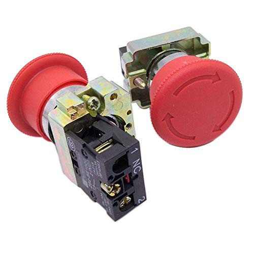2pcs XB2-BS542 RED Mushroom 1NC Emergency Stop Push-Button Switch