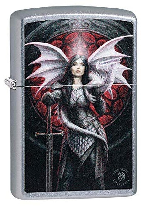 Zippo Anne Stokes Dragon Warrior Street Chrome Pocket Lighter