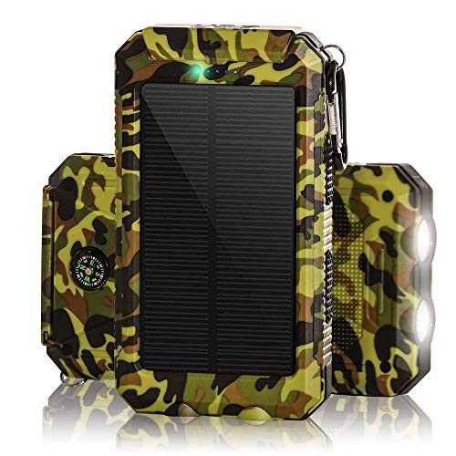 Solar Chargers 30 000mAh  Dualpow Portable Dual USB Solar Battery Charger External Battery Pack Phone Charger Power Bank with Flashlight for Smartphones Tablet Camera  Camouflage