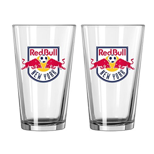 Boelter Brands MLS New York Red Bulls Satin Etch Pint, 16-Ounce, 2-Pack