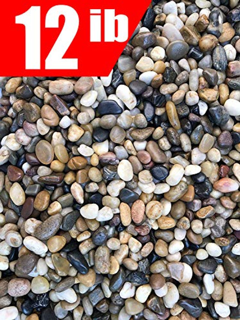 12 Pounds River Rock Stones  Natural Decorative Polished Mixed Pebbles Gravel Outdoor Decorative Stones for Plant Aquariums  Landscaping  Vase Fillers