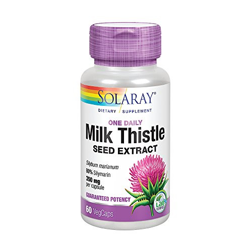 Solaray Milk Thistle Seed Extract One Daily 350mg   Antioxidant Intended to Help Support a Normal  Healthy Liver   Non GMO   Vegan   60 VegCaps