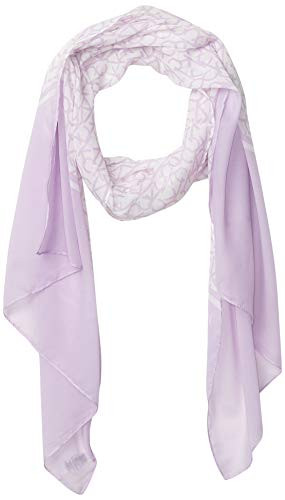 Calvin Klein Women s Calvin Kelin Solid Border CK Logo Chiffon Polyester Scarf  OPAL  1