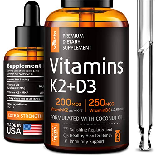 K2   D3 Vitamin Supplement   Premium Immune Support   Liquid Vitamin D3 10000 IU   Made in The USA   Sublingual Vitamin D3   K2 for Heart   Bone Health   The Sunshine D3   K2 Vitamins