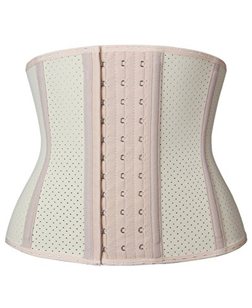 YIANNA Women s Underbust Breathable Short Torso Waist Trainer Corset for Weight Loss Sports Workout Hourglass Body Shaper Fat Burner  YA110266 Beige New XS