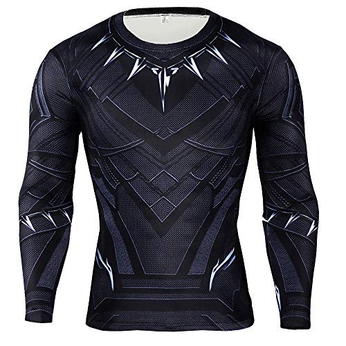 Black Panther T Shirt  Superhero Shirts for Men Panther Compression Sports Shirt Training Suit  Gym Tight Tops L Black