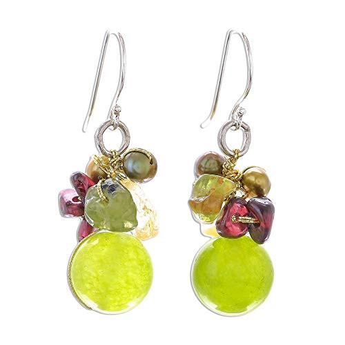 NOVICA Multi gem Dyed Cultured Freshwater Pearl 925 Sterling Silver Cluster Earrings Freshness NOVICA Multi gem Dyed Cultured Freshwater Pearl 925 Sterling Silver Cluster Earrings Freshness