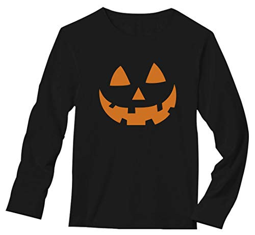 Orange Pumpkin Face Jack O  Lantern Halloween Costume Long Sleeve T Shirt XX Large Black