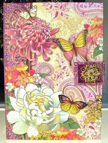 95064 Punch Studio Boutique Brooch Journal Butterfly Paisley Pink