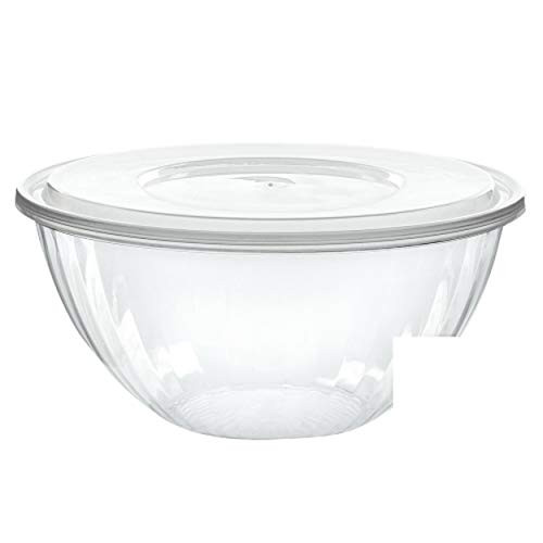 Plasticpro Disposable 150 Ounce Round Crystal Clear Plastic Serving Bowls With Lids Party Snack or Salad Bowl  Chip Bowls  Snack Bowls  Candy Dish  Salad Container Pack of 2