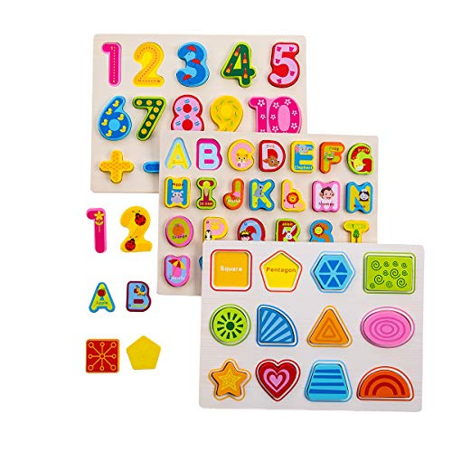 Wooden Puzzles for Toddlers Alphabet ABC Puzzles Numbers Puzzle Board and Preschool Educational Learning Board Toys for 2 5 Years Old Kids Toddlers 3 Pair Set Wooden Puzzles for Toddlers Alphabet ABC Puzzles Numbers Puzzle Board and Preschool Educational Learning Board Toys for 2 5 Years Old Kids Toddlers 3 Pair Set