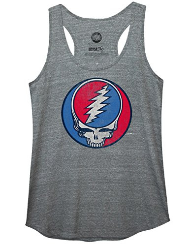 Ripple Junction Grateful Dead Distressed Steal Your Face Junior Cami 2XL Heather Grey