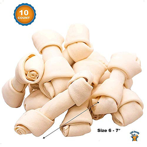 123 Treats   Dog Rawhide Chews Bones for Medium to Large Dogs 6 7   10 Count  100 Natural Premium Bulk Treats