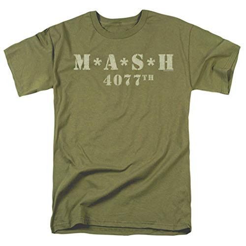 Popfunk MASH Distressed Logo T Shirt   Stickers  X Large  Military Green