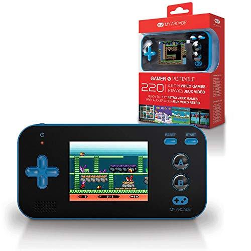 My Arcade Gamer V Portable   Handheld Gaming System   220 Retro Style Games   Lightweight Compact Size   Battery Powered   Full Color Display   Volume Buttons   Blue