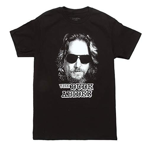 Ripple Junction Men s Lebowski Dude Abides T Shirt Black  Large