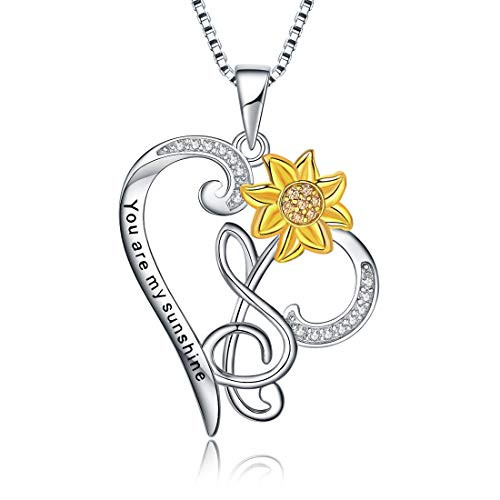 URMWMOO S925 Sterling Silver You are My Sunshine Sunflower Love Heart Pendant Necklace Flower Jewerly Gift for Women Girls URMWMOO S925 Sterling Silver You are My Sunshine Sunflower Love Heart Pendant Necklace Flower Jewerly Gift for Women Girls