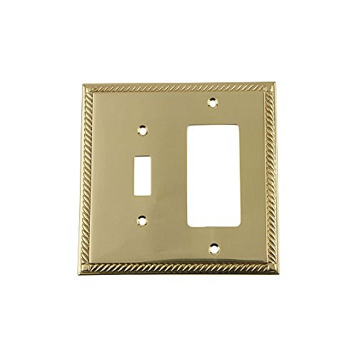 Nostalgic Warehouse 719970 Rope Switch Plate with Toggle and Rocker  Polished Brass