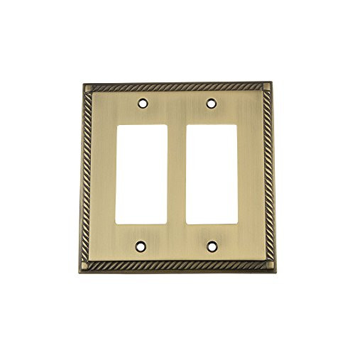 Nostalgic Warehouse 719750 Rope Switch Plate with Double Rocker  Antique Brass