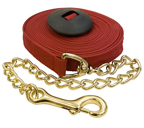 Intrepid International Poly Lunge Line with Chain and Rubber Stopper  Red
