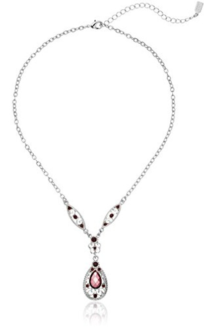 1928 Jewelry Silver Tone and Light Purple Filigree Accented Teardrop Pendant Necklace 16 3 Extender 1928 Jewelry Silver Tone and Light Purple Filigree Accented Teardrop Pendant Necklace 16 3 Extender