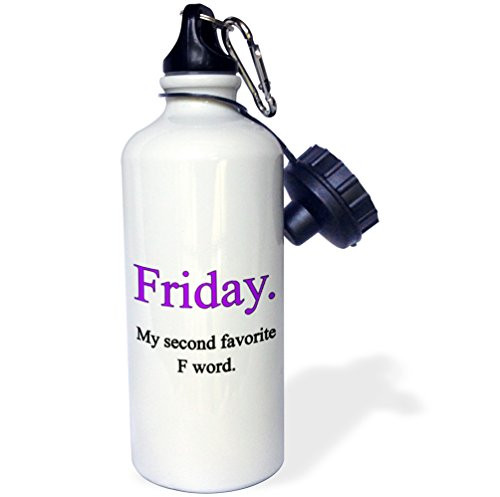 3dRose Friday My Second Favorite F Word  Purple   Sports Water Bottle  21oz   21 oz  Multicolor