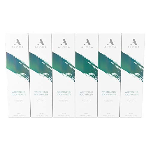 Alora Natural Whitening Toothpaste  Fresh Mint  4 Oz  Pack of 6    Fluoride Free