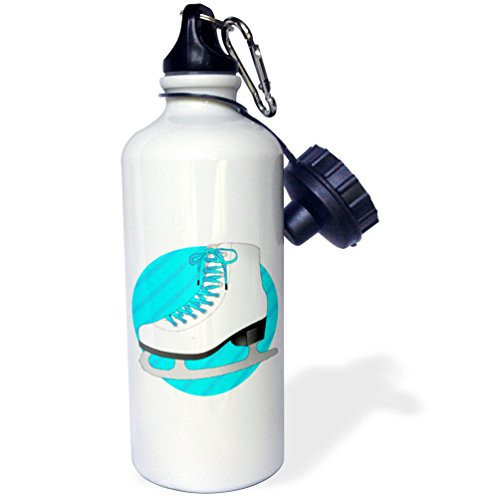 3dRose Figure Skating Gifts Purple Ice Skate on Stripes Sports Water Bottle  21 oz  White