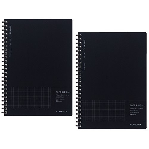 Kokuyo Notebook Soft Ring 50 Sheets A5 Set 2  Grid Ruled Scan Edge Title Black   SJ231S5 DX2