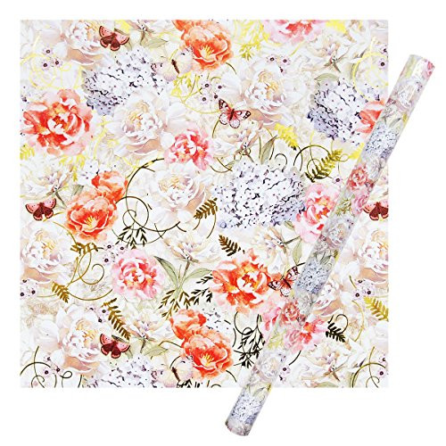 Punch Studio Floral Reflections Continuous Foil Gift Wrap Paper Roll  45800