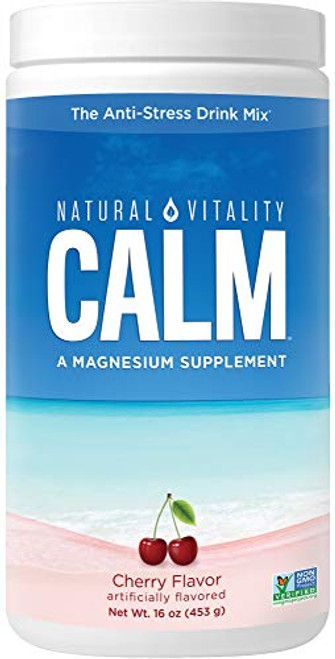 Natural Vitality Calm 1 Selling Magnesium Citrate Supplement  Anti Stress Magnesium Supplement Drink Mix Powder  Cherry Flavor  Vegan  Gluten Free and Non GMO  Package May Vary   16 oz 113 Servings