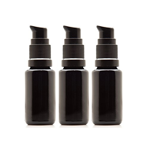 Infinity Jars 15 Ml (.5 fl oz) Black Ultraviolet Glass Push Pump Bottle 3-Pack