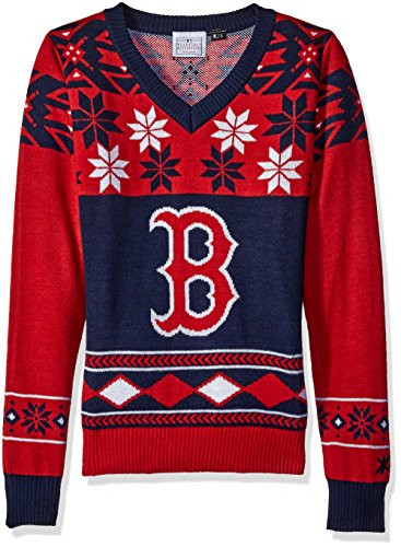 Boston Red Sox Womens Big Logo V Neck Sweater Medium