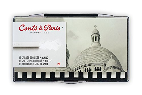 Conté à Paris 12 Count 2B Sketching Crayons Set  White