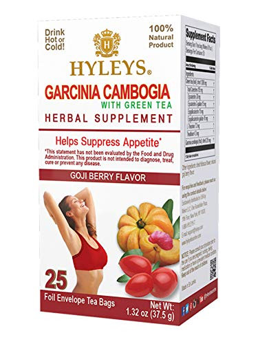 12 Pack   Hyleys Wellness Garcinia Cambogia Green Tea Goji Berry   25 bags  100 Natural  Sugar Free  Gluten Free and Non GMO