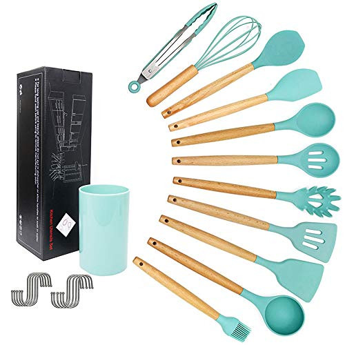 Silicone Cooking Utensil Set  Kitchen Utensils 14pcs Cooking Utensils Set  Non Toxic Heat Resistan BPA Free Silicone Stainless Steel Handle Cooking Tools Whisk Kitchen Tools Set